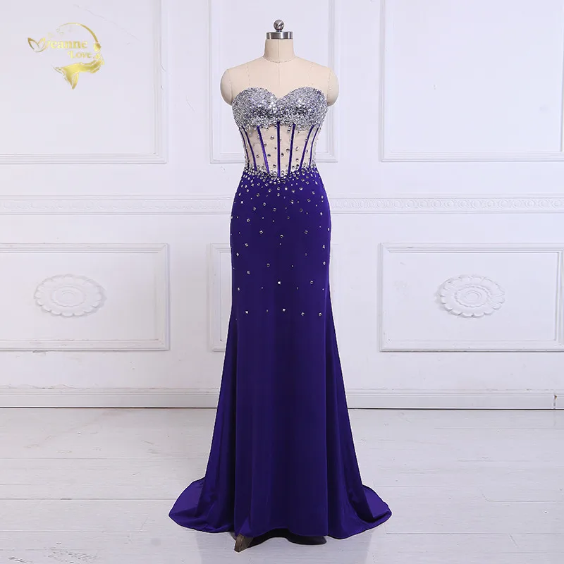 

Jeanne Love Formal Long Evening Dresses Elegant 2019 Transparent Mermaid Sexy Shiny Woman Evening Dress Robe De Soiree OL5218