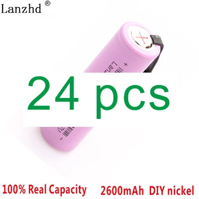 24PCS 24 шт. DIY 18650 Аккумулятор 3,7 в INR18650 никелевые листы 18650 Аккумуляторы Li ion 2600 мАч для инструментов дистанционного управления - Цвет: 24PCS