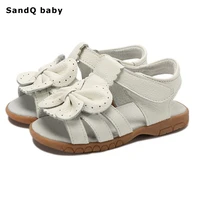 2022 new summer children sandals for girls genuine leather bowtie princess shoes kids beach sandals baby toddler shoes white