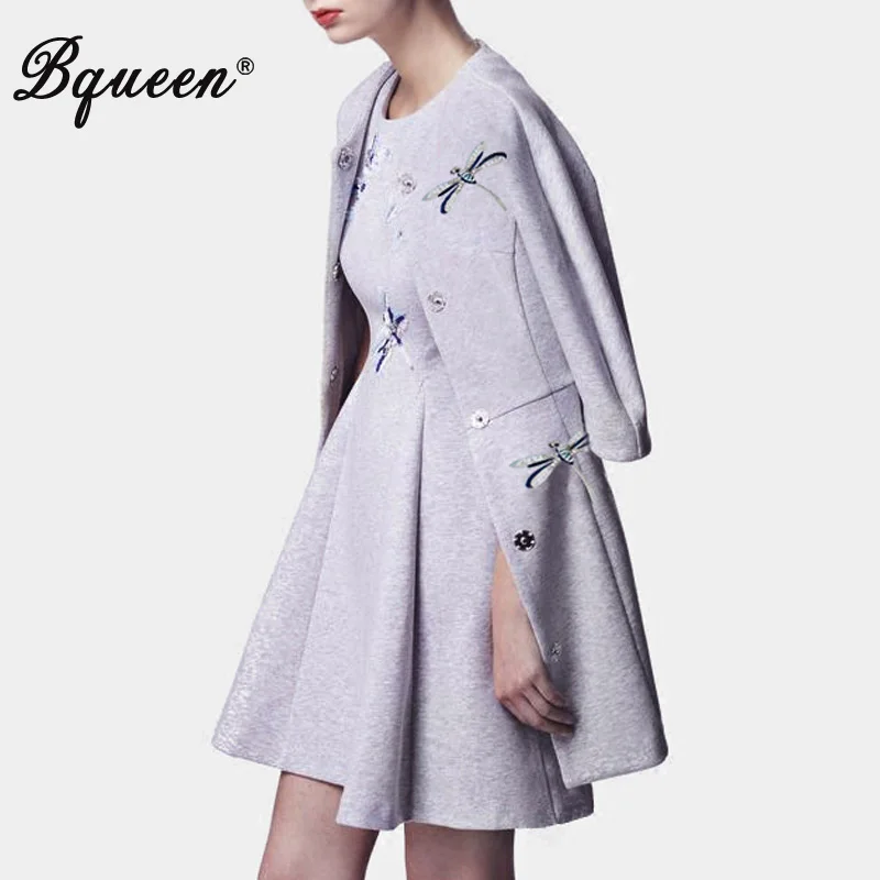 Bqueen 2017 Осень и зима Новая мода вышивка бриллианты темперамент длинное шерстяное