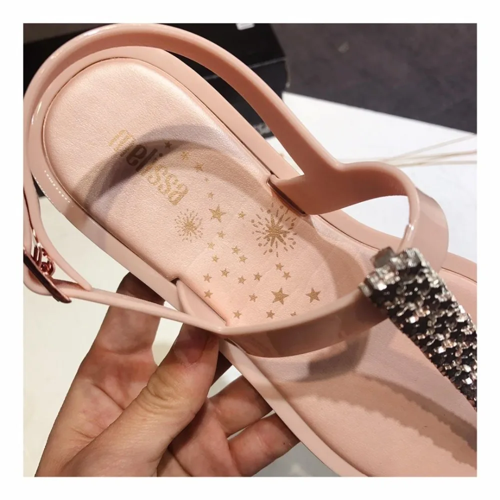 Новинка года; женские босоножки Melissa; Новинка года; Блестящие Босоножки на толстой платформе с кристаллами; сандалии Melissa; Лидер продаж; пляжная обувь для женщин; размеры США 5-8