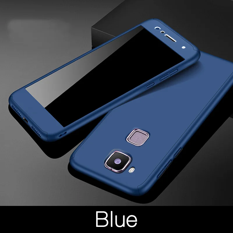 Blue Роскошные 360 Полное покрытие чехол для телефона для huawei G8 GX8 RIO-L01 RIO-L02 RIO-L03 чехол Защитная крышка с Стекло для huawei G8 GX8 - Цвет: Blue