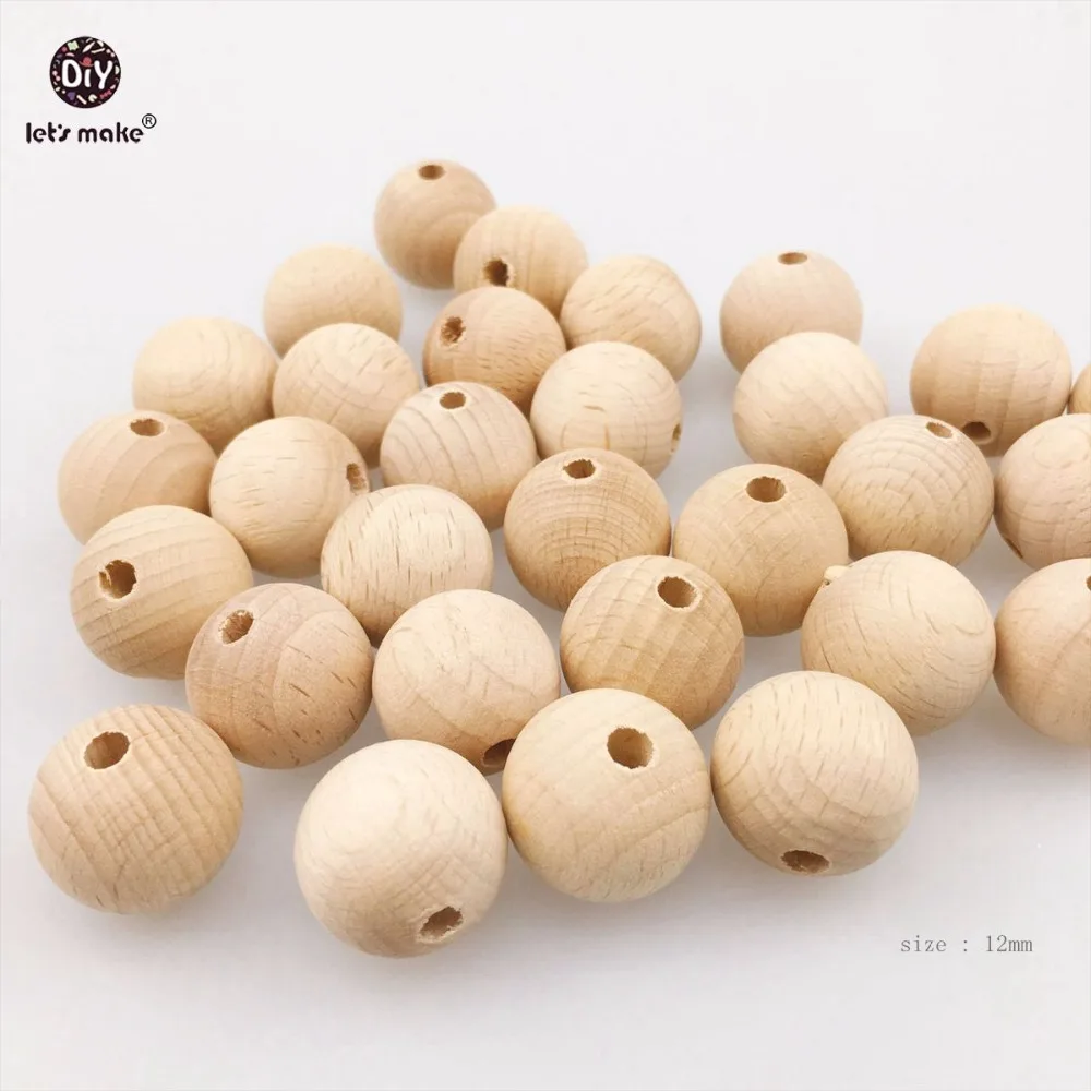 

Let's make Beech Wooden Teether Natural Beads Round Necklace 12mm 500pcs Can Chew Unfinished DIY Bracelet Teething Baby Teether