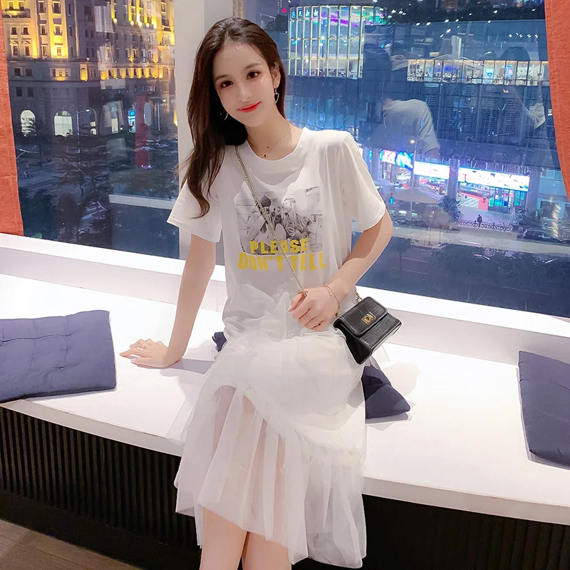 Женское платье с короткими рукавами тонкое Хлопковое принтом в стиле пэчворк