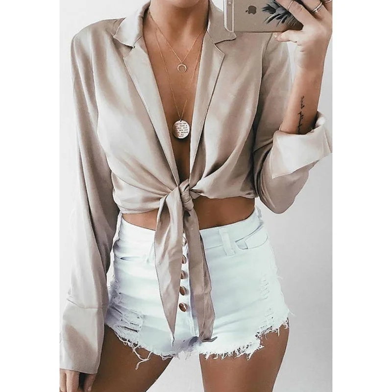 Для женщин Сексуальная Блузка с низким вырезом на спине галстук-бабочка узел