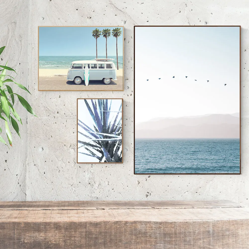 

The Ocean View Canvas Poster Palm Tree Wall Art Print Plant Painting Decorative Picture Modern Living Room Decoration Unframed