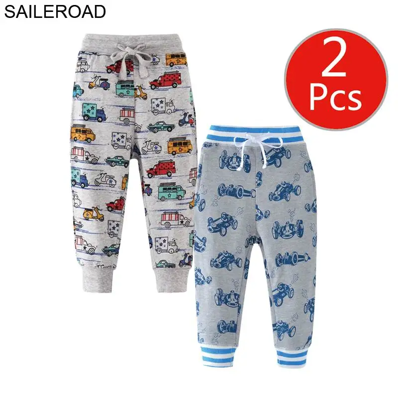 SAILEROAD 2 шт. Детские спортивные штаны Детские повседневные спортивные брюки Автомобиль Автомобиль Детские брюки Брюки для мальчиков Полные брюки Детские брюки - Цвет: 7016 7073 same photo