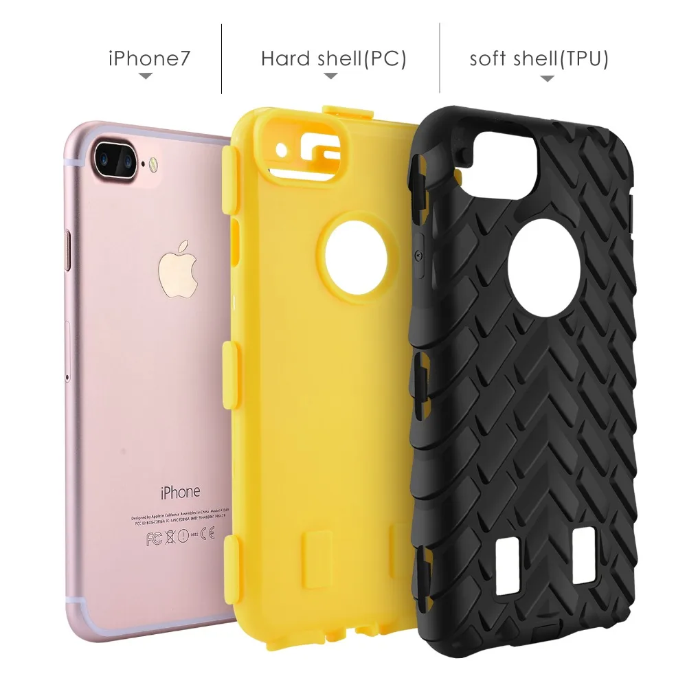 Для Coque iPhone 6 plus покрышка двухслойный Защитник чехол для 7 ТПУ + жесткий
