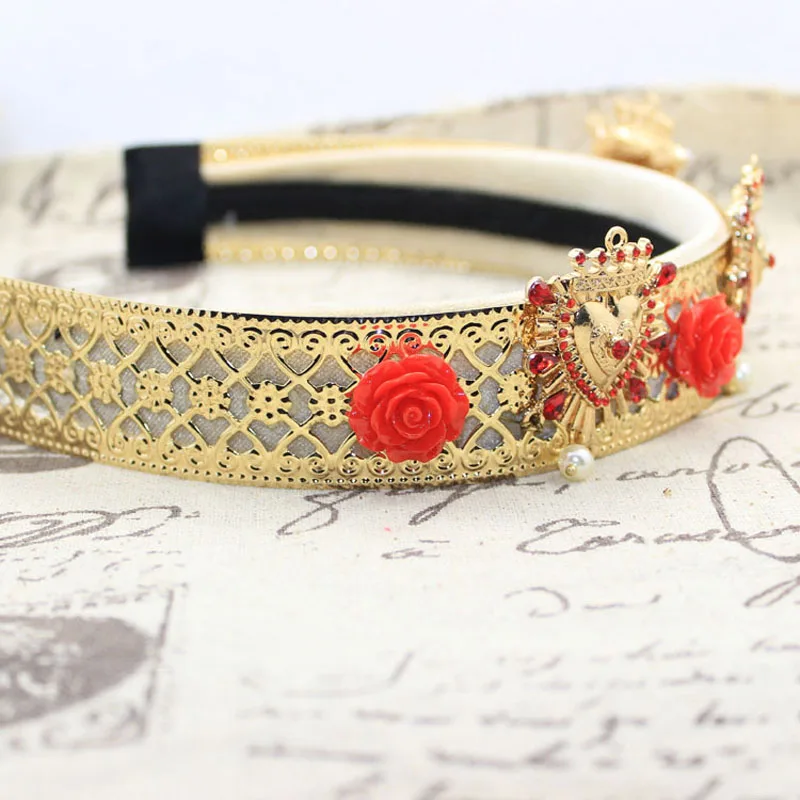 Европа и америка дефиле корона hiar изделий цветок hairband повязка на голову в форме