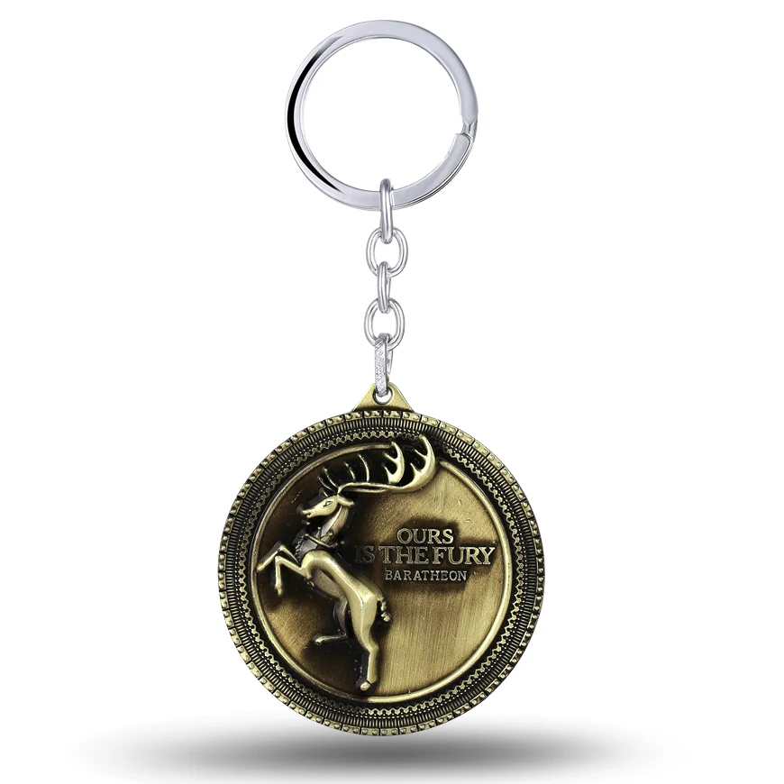 

MS Jewelry Song of ice and fire Key Chain House Baratheon Key Rings For Gift Chaveiro Car Keychain Key Holder Souvenir