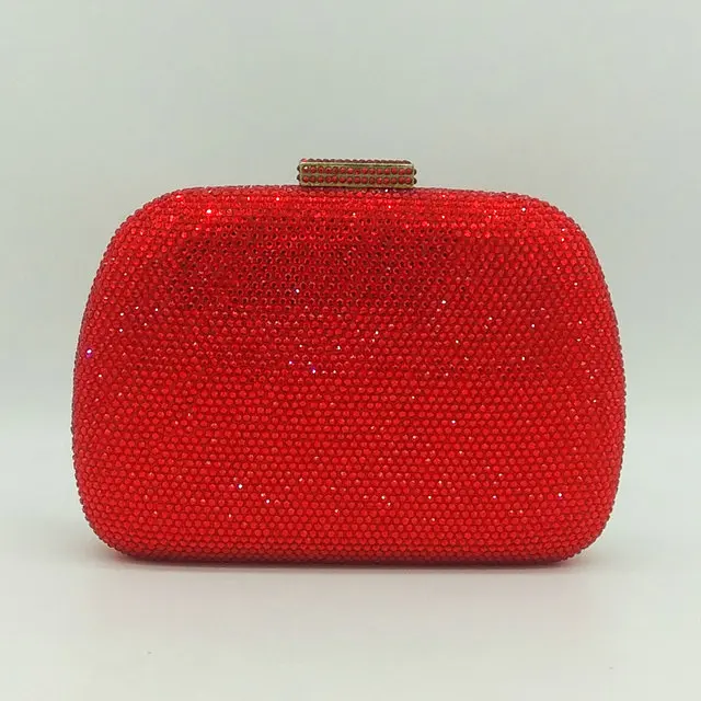 Red Evening Bag Бутик De FGG ослепительные ярко-розовые бриллиантовые вечерние сумки свадебные коктейльные выпускного вечера сумочка и кошелек женские хрустальные клатчи сумочка - Цвет: Red Evening Bag