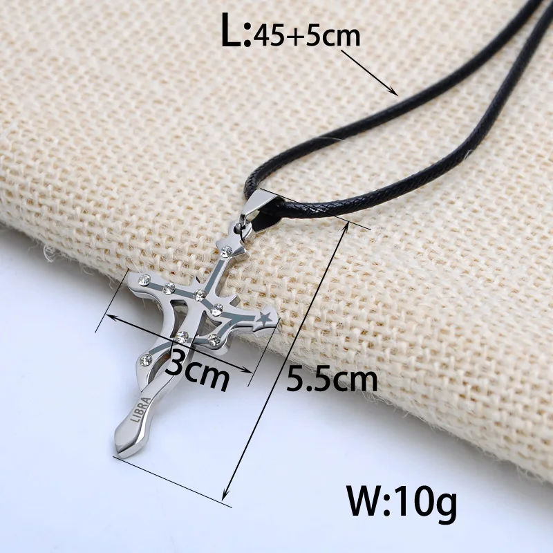 12 созвездий из нержавеющей стали хрустальный крест подвески ожерелье для женщин