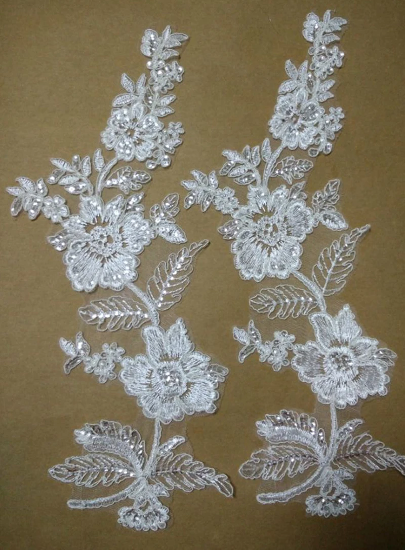 

10 Pieces Floral Sequined Lace Applique Mirror Glitter Hair Accessory Wedding Dress Fabric Wedding Bridal Veil
