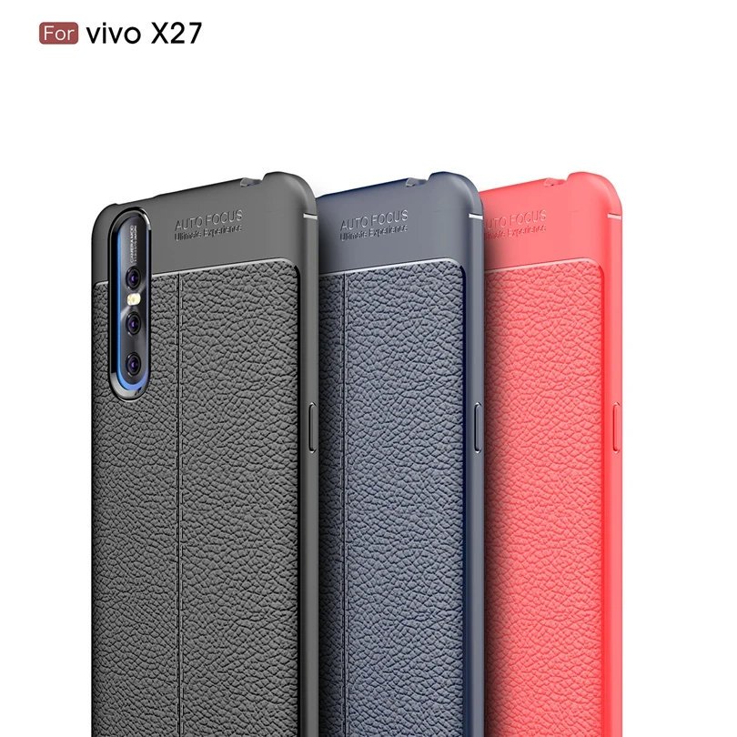 ДЛЯ VIVO X27 Роскошные мягкие силиконовые личи Striae кожаные чехлы для чехол Coque