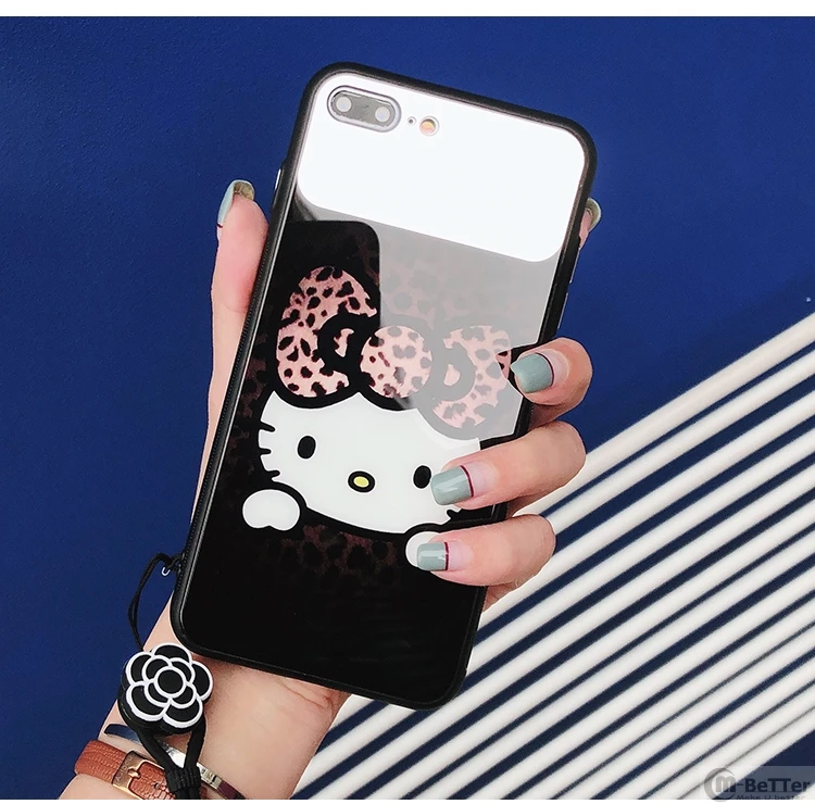 Милый кошачий зеркальный чехол для макияжа iPhone XS MAX леопардовый 6 6s 7/8 plus + Защитная
