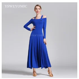 Royal Blue Темно-зеленое 7 цветов Высокое качество вальс бальное платье Стандартный длинный рукав практика Дешевые Бальные платья для женщин S9008 - Цвет: Royal Blue