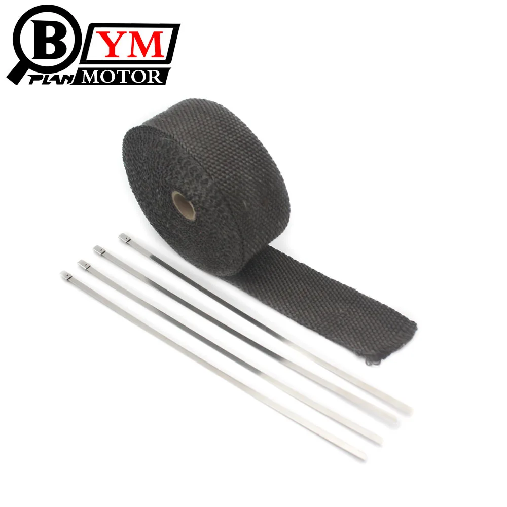 

10M * 2inch Black Exhaust Heat Wrap Downpipe Engine Bay Exhaust Shields Motorcycle Exhaust Pipe Wrap