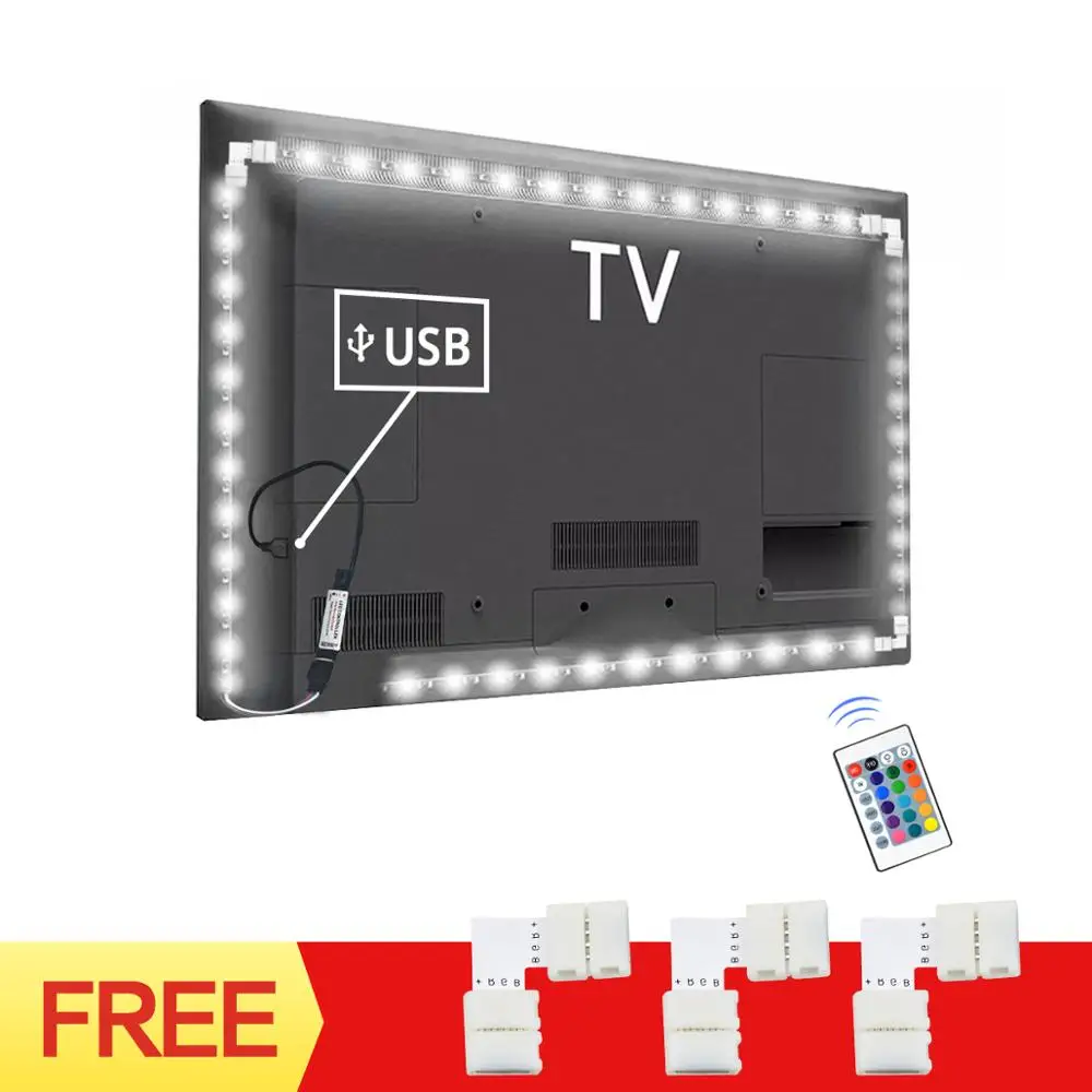 Светодиодная лента 5 в пост. Тока USB Powerd светильник 5050SMD RGB 1 м 2 3 для ТВ лампа фона