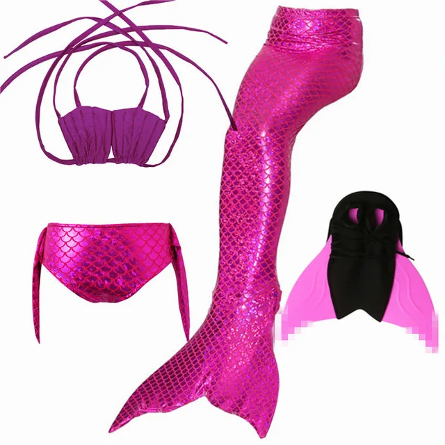 2020 4PCS/Set HOT Kids Girls Mermaid Tails with Fin Swimsuit Bikini Bathing Suit Dress for With Flipper Monofin For Swim |