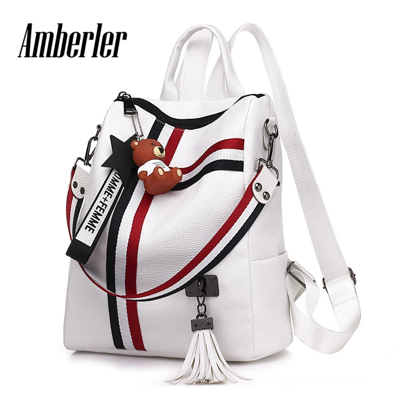Модный женский рюкзак Amberler модные школьные рюкзаки из искусственной кожи для