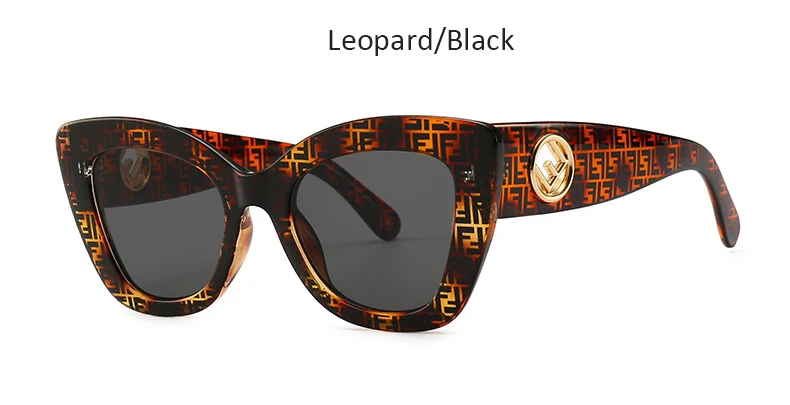 Leopard Black Женские Модные солнцезащитные очки кошачий глаз, новинка, модные женские очки в большой оправе, винтажные черные женские солнцезащитные очки - Цвет линз: Leopard Black