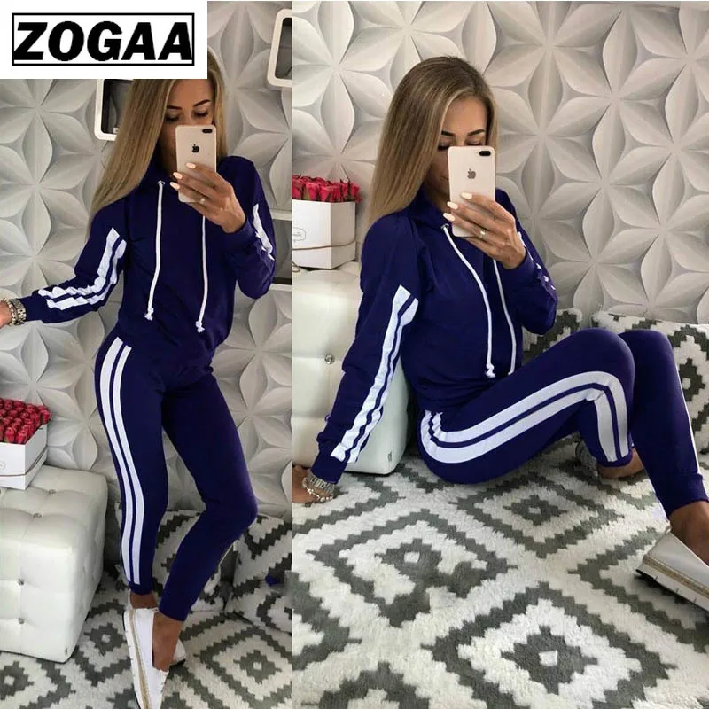 ZOGAA Женский Повседневный Спортивный костюм комплект из двух предметов