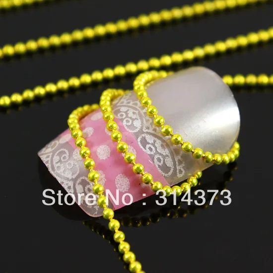 New Arrival 1 Pack 3D Decoration Yellow Mini 1mm Beads Ball Chain String Metal Salon Nail Art DIY Design Decor Manicure Tool | Красота и