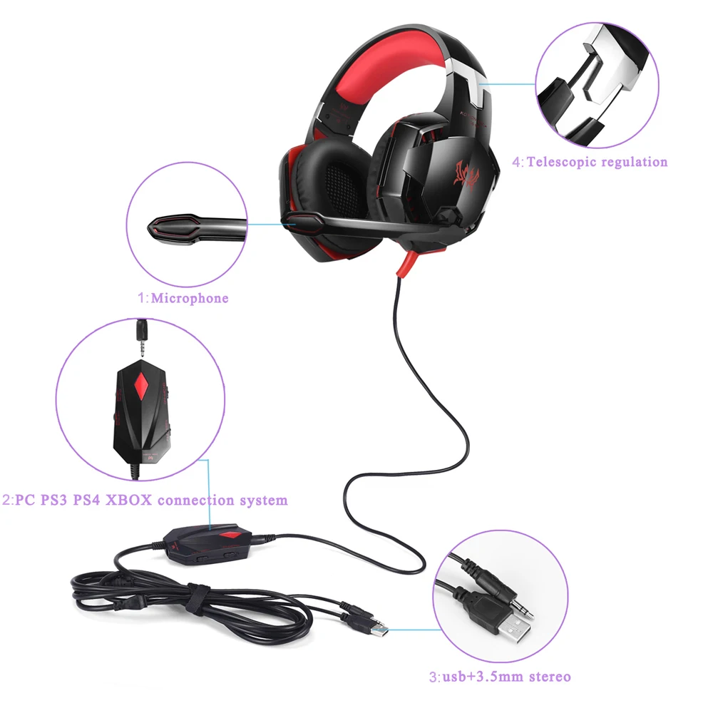 Игровая гарнитура KOTION EACH GS600 Pro для ПК проводные стереонаушники с микрофоном XBOX 360