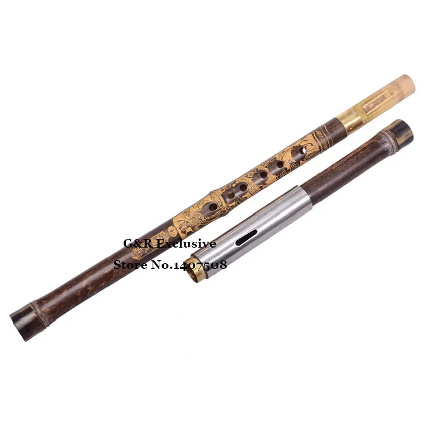 Chinese Bamboo Bawu Flute Transverse Woodwind Bambu Flauta Ethnic Musical Instrument Bau Beginner G/ F Key Ancient Dragon Carved | Спорт и