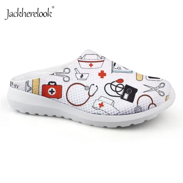 H5804CA Jackherelook/Новинка года; женские сандалии; Летняя обувь из дышащего сетчатого материала; шлепанцы с принтом медсестры; домашняя обувь без застежки; пляжные лоферы - Цвет: H5804CA