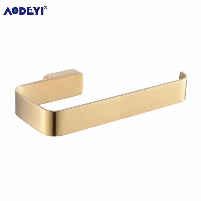 Long Towel Ring Роскошный набор аксессуаров для ванной комнаты, матовый золотой латунный крючок для халата, держатель для бумаги, Полка для полотенец, настенное крепление, аксессуары для ванной комнаты - Цвет: Long Towel Ring