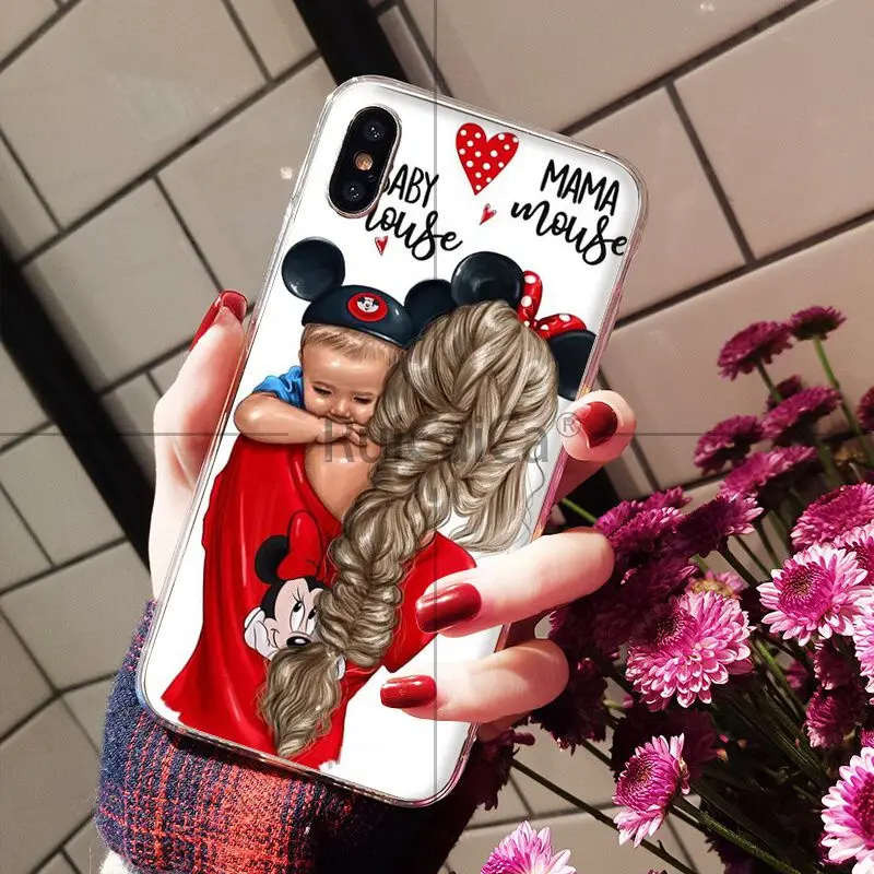 Ruicaica модные черные для мамы и дочки Coque в виде ракушки чехол телефона Apple iPhone 8 7 6 S