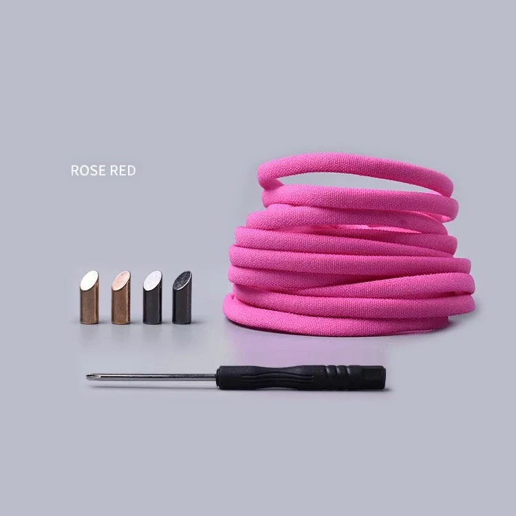 Rose red 1 пара шнурков без галстука, эластичные шнурки для обуви, детские кроссовки для взрослых, быстрая шнурка, шнурки для ленивых ботинок, 15 цветов, полукруглые шнурки, chaussure - Цвет: Rose red