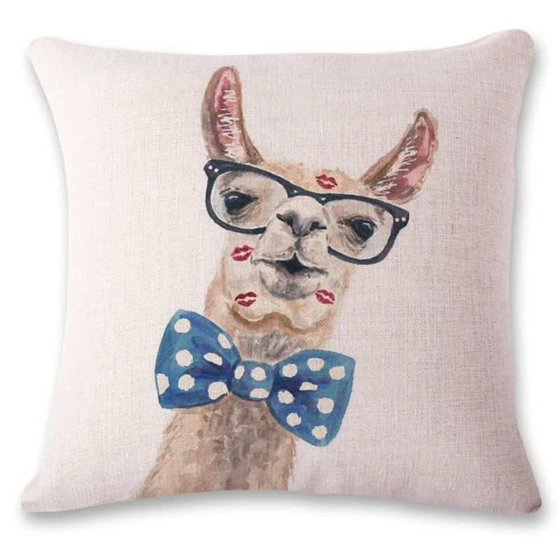 Льняная Подушка-чехол с мультяшным жирафом оленем офисное кресло подушка для