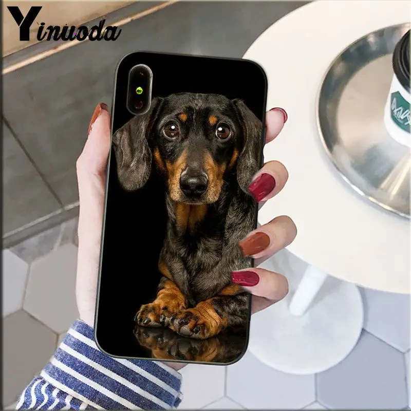Yinuoda такса силуэт ТПУ чехол для телефона с изображением на задней панели Apple iPhone 8 7