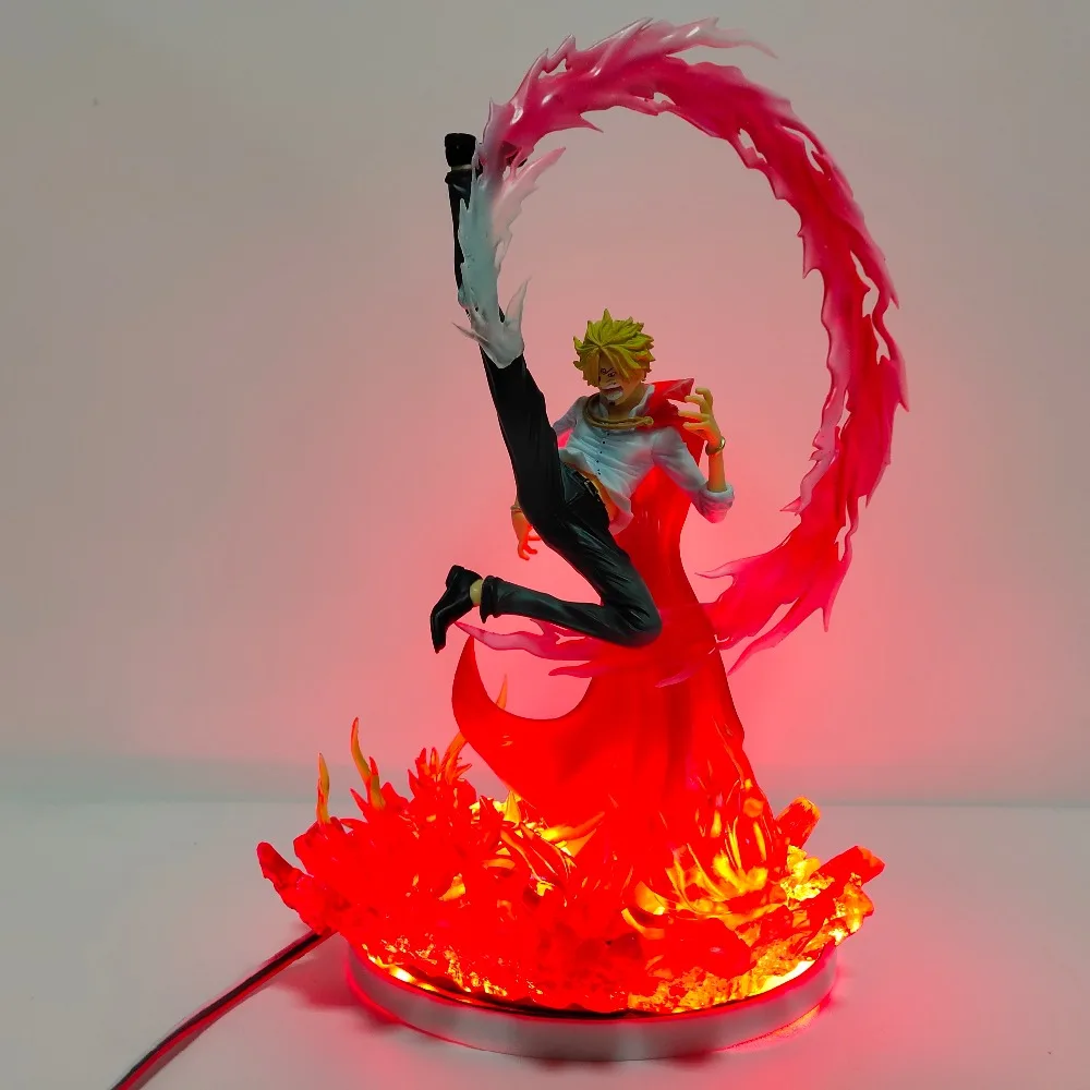 Lampara one piece Санджи светодиодный ночник одна деталь Lamparas огонь ног база аниме