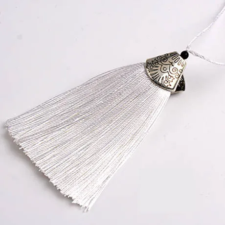 White 10 шт., 8 см, цветные шелковые кисточки с колпачками, декоративные подвески с кисточками, серьги с подвесками для самостоятельного изготовления ювелирных изделий, аксессуары для вешалки - Цвет: White