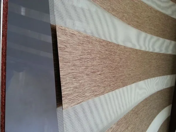 Сделанные на заказ затемняющие двухслойные роликовые жалюзи зебры коричневые