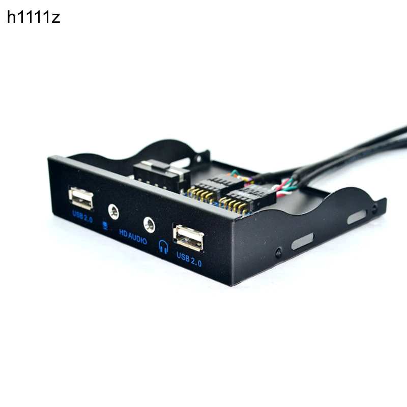 High Speed 9in to 2 Ports USB 2.0 Hub USB2.0 Front Panel + HD Audio Connector Optical Drive for PC Desktop 3.5 Inch Floppy Bay