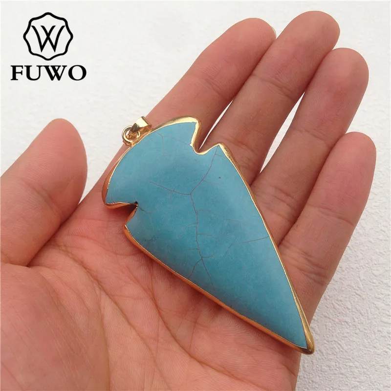 Оптовая продажа бусины для стрел FUWO бирюзовые подвески 24-каратное золото