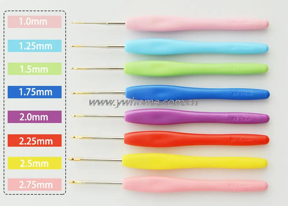 Набор мягких алюминиевых вязаных крючков Muti color 8 шт./компл. игл 1 0/1 25/1 5/1 75/2 0/2 25/2 5/2