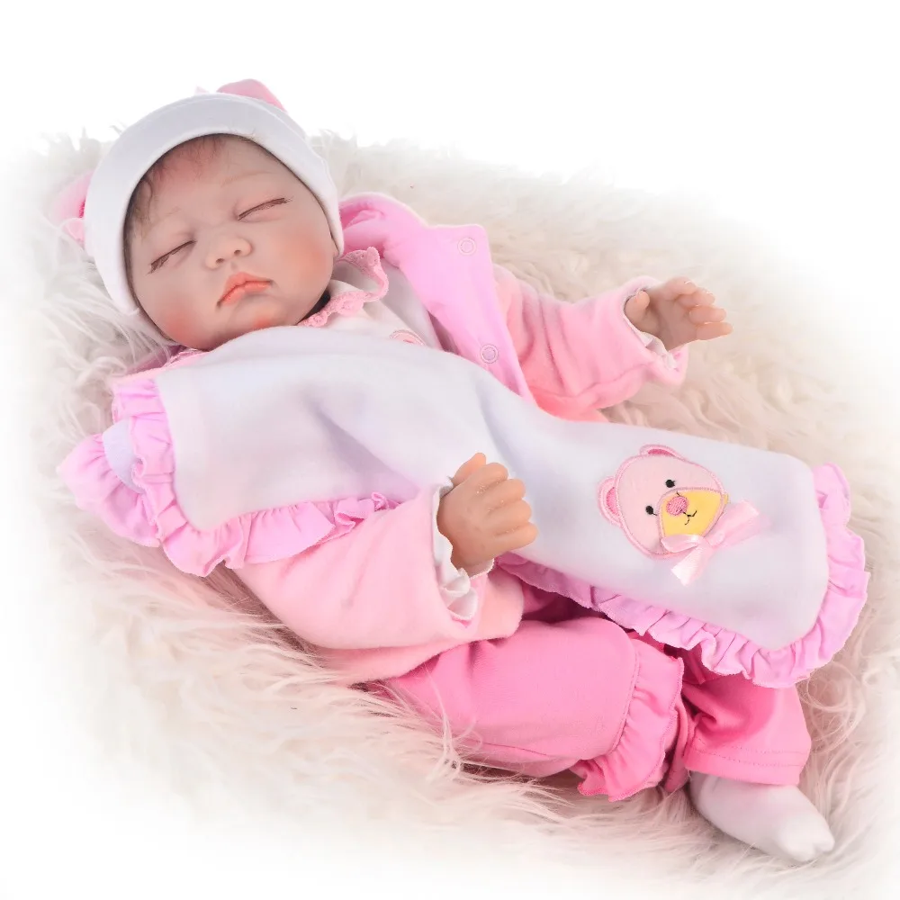 

55cm 22"Silicone Reborn Dolls lifelike silicone vinyl newborn lovely collectible dolls sleeping Toys Kids Gifts reborn menina