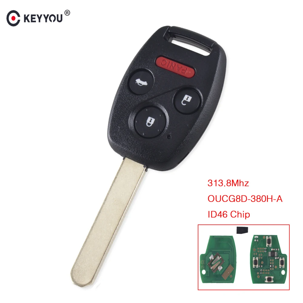 KEYYOU автомобиля Автозапуск дистанционного брелока 313 8 Гц с ID46 чип для Honda Accord 2003 2004