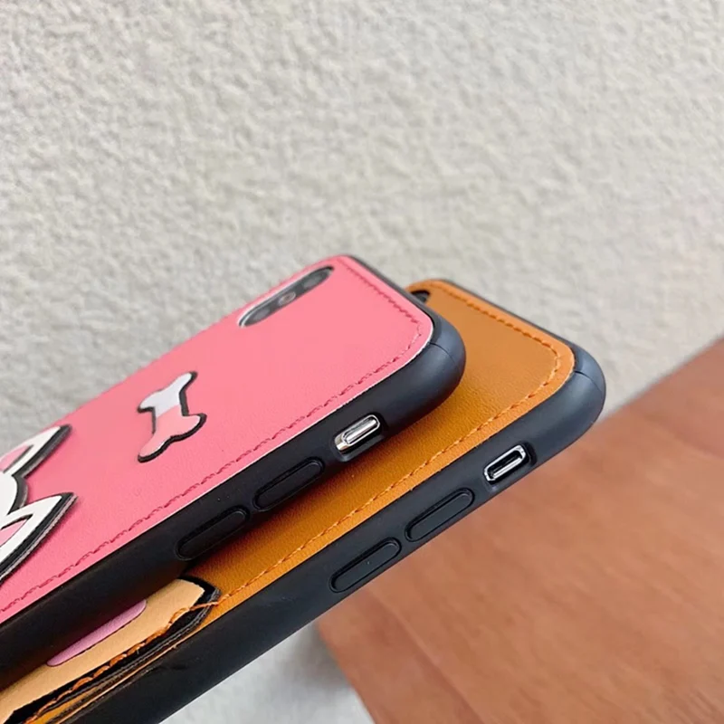 Cute Card Leather Pink Keji Dog Phone Case for iphone Xs max XS XR X Yellow Anti-fall 6 6s 7 8 Plus Protective Cover |