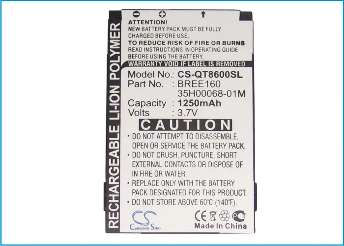 Аккумулятор Cameron Sino 1250mAh для HTC/DOPOD Breeze 100160595 i mate SP JAS Orange C700 Qtek 8600 Swisscom v1405|battery for|battery