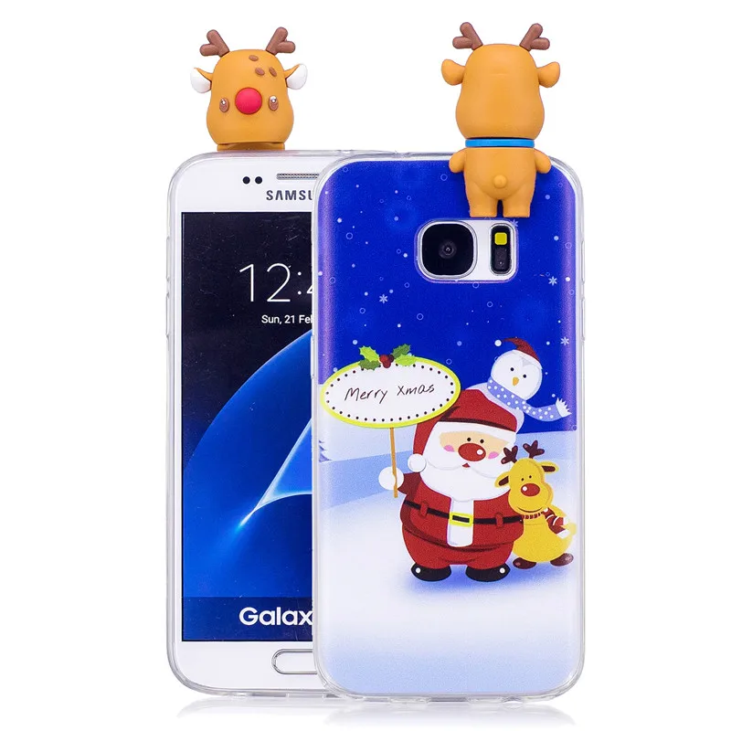 Милый 3D Санта Клаус чехол для samsung Galaxy S7 край S8 плюс A3 A5 A7 J3 J5 J7 Note 8 мягкий из ТПУ с