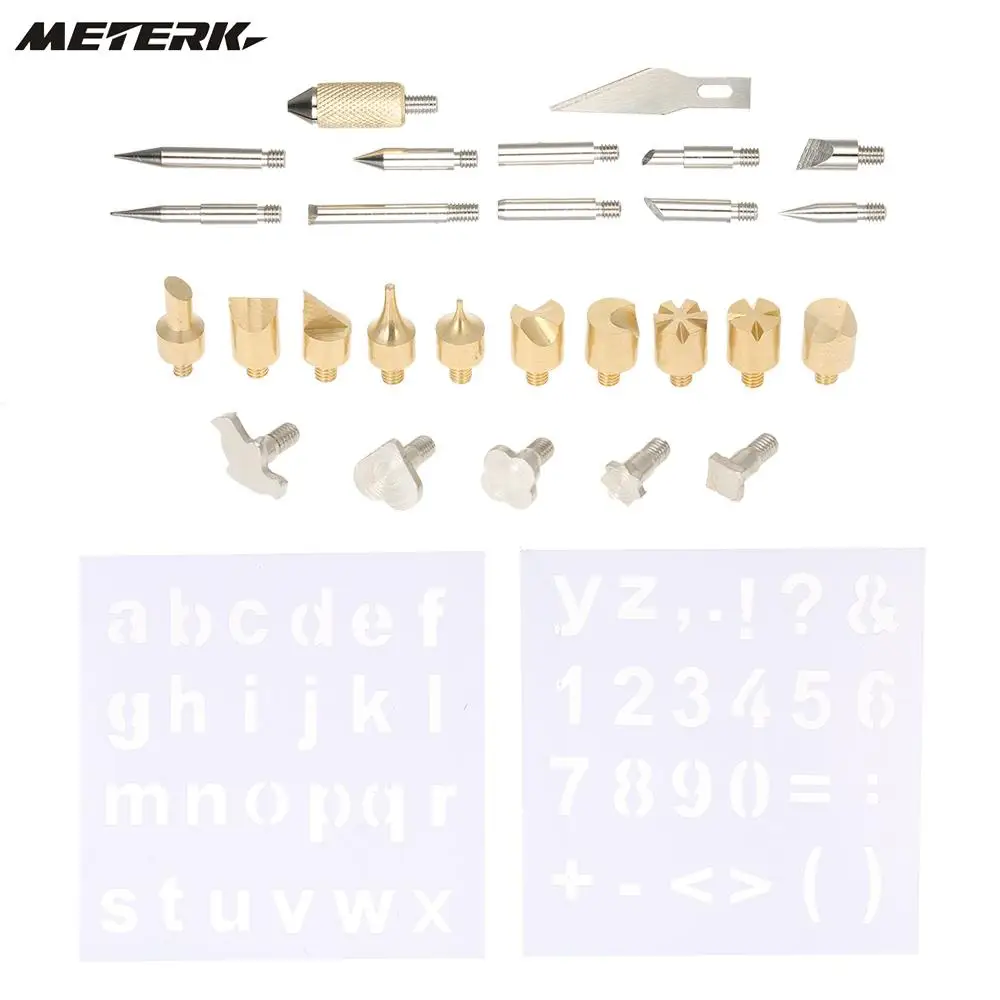 

28pcs/set Wood Burning Soldering Tips Set Replacement Wood Carving Tools Accessories Kit with Hot Knife Blade Stencils