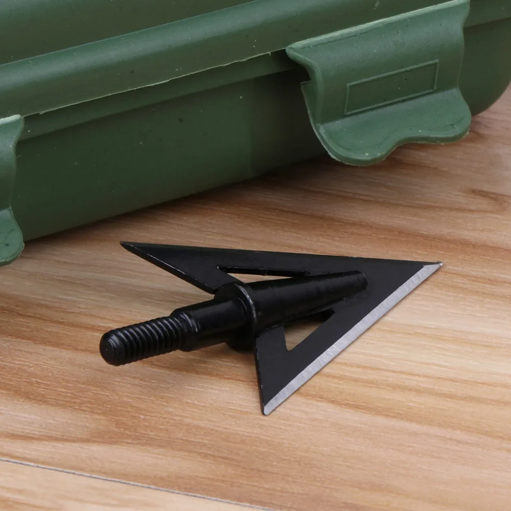 Стрельба из лука Broadhead 100 зерен нержавеющая сталь Охота 2 острые лезвия стрелы