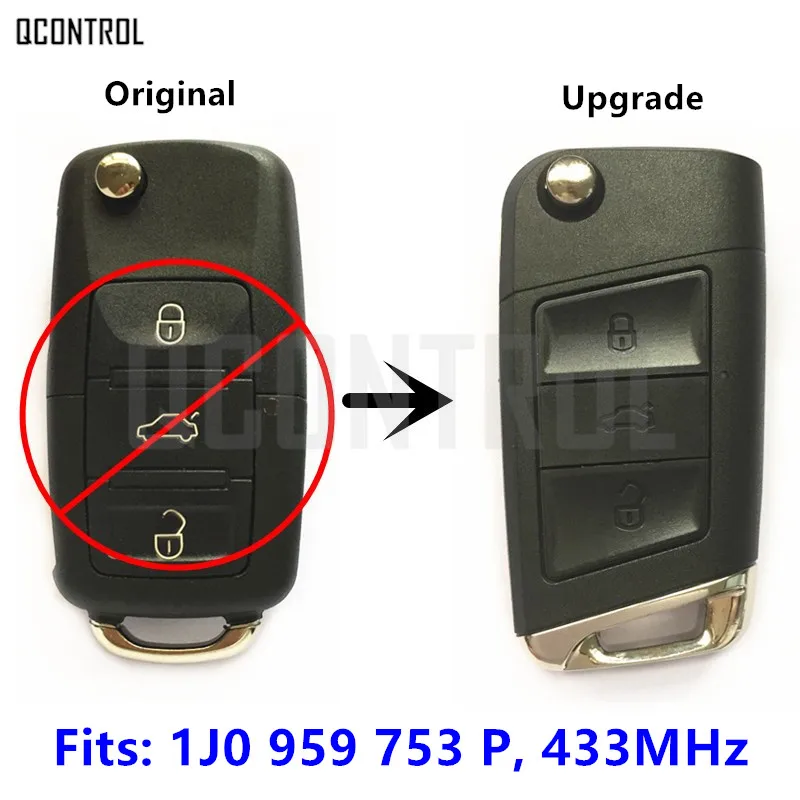 QCONTROL 433 МГц обновление дистанционного ключа для SKODA Octavia/Superb/Fabia 1J0 959 753 P/753 P или