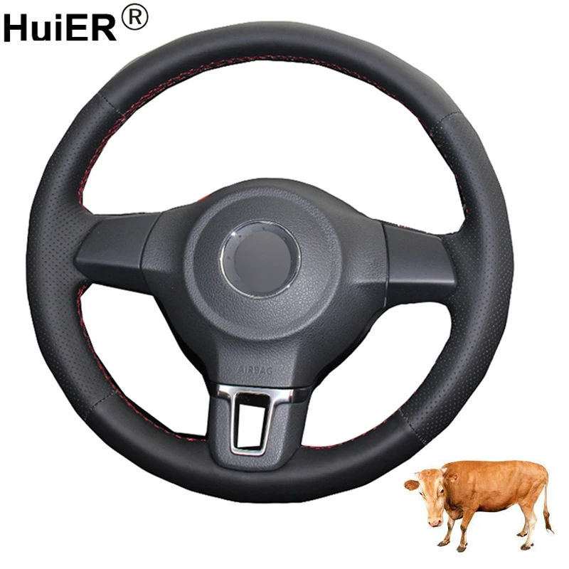 Ручное шитье искусственная коровья кожа чехол для Volkswagen Golf 6 Mk6 VW Polo MK5 2010 2011 2012